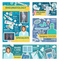 Rheumatology, oncology and surgery doctors vector