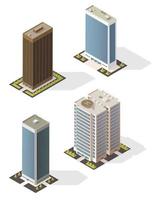 Skyscraper tall building icons of business center vector