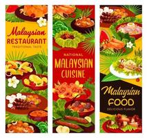 Malaysian cuisine restaurant meals banners vector