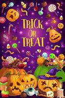 Halloween holiday, trick or treat, pumpkin vector