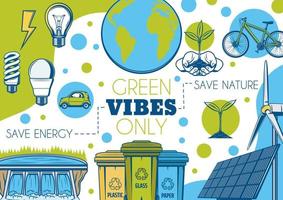 Save nature, green energy and planet conservation vector