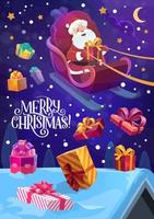 Santa sleigh with Christmas gifts in night sky