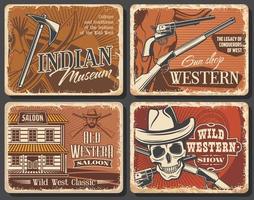American Wild West vintage posters vector