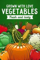 fam tomate, zanahoria, cebolla, repollo verduras vector