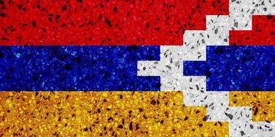 Flag of Nagorno-Karabakh on a textured background. Conceptual collage. photo