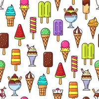 Ice cream color frozen sundae seamless pattern vector