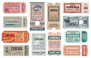 Cinema tickets templates, vector retro admits