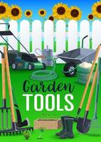 Agriculture gardening and farming tools poster vector