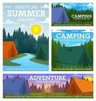 Travel camping camp and tents vector