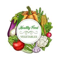banner de boceto de verduras y verduras saludables vector