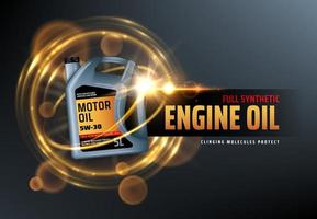 bote de aceite de motor, logotipo de aceites de motor sintéticos vector