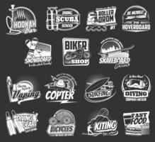 Extreme sport and active leisure icons vector