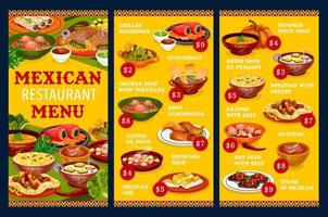 Menu template of Mexican cuisine restaurant vector