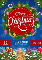 Christmas wreath of gifts and presents. Xmas party vector