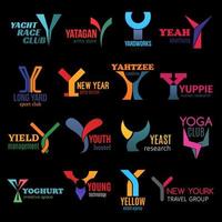 Y letter abstract shape corporate identity icons vector