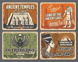 Egypt museums, religious statues, temples and gods vector