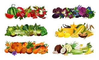 dieta de color saludable, frutas y verduras, bayas vector