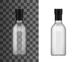 maqueta de botella de vidrio, bebida alcohólica o aceite de cocina vector