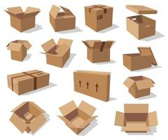 cajas de cartón vacías, embalaje de cartón vectorial vector