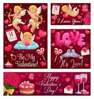 Be my Valentine, hearts love balloons and flowers vector