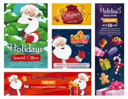 Christmas sale, Santa gifts store special offer vector