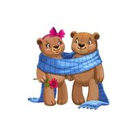 Bears lovers in blanket isolated toys vector