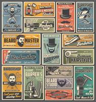 Barbershop pole, chairs, shavers, razors, scissors vector