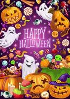 Halloween holiday, ghosts and Jack lanterns vector