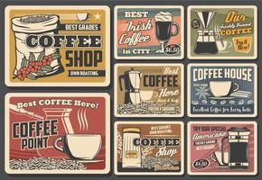 Coffee beans, cups and drinks vector