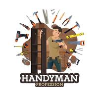 Repairman or furniture maker, handyman work tools vector