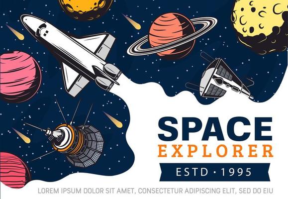 Galaxy spaceship and outer space exploration