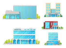 hospitales, clínicas médicas y edificios de ambulancias vector