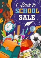 Back to School sale education and study supplies vector