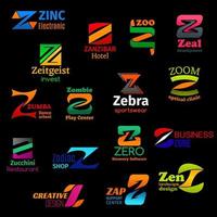 iconos de identidad corporativa de forma moderna de letra z vector