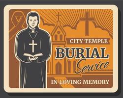 iglesia, sacerdote, cementerio. ceremonia funeraria entierro vector