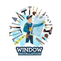 Installation of windows, installer and work tools vector