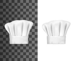 sombrero de chef blanco, gorra de cocinero o toque de panadero maquetas 3d vector