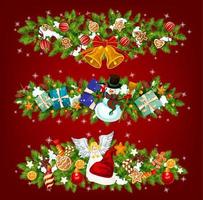 New Year holiday garland of Christmas tree, gift vector