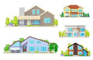 Real estate. Houses and villa building icons vector