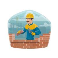 House architecture building, builder worker man vector