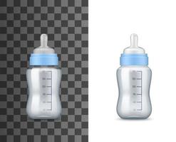 Baby feeding milk bottles, realistic mockups vector