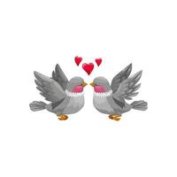 Birds in love isolated, hearts above lovers vector