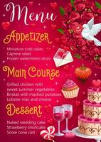 Wedding day menu. Main courses, desserts appetizer vector