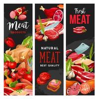 Butcher shop meat, butchery products, vector