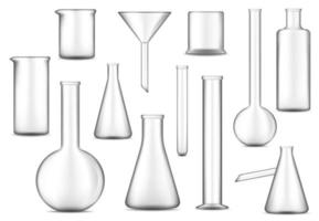 Test tubes, flasks and beakers. Checimal lab glass