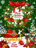 Christmas holidays design with wreath and gifts vector