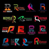 Creative color abstract corporate identity R icons vector