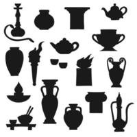 Ancient amphora, vase, torch and teapot vector