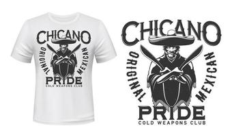 Mexican bandit with cold weapons t-shirt print vector