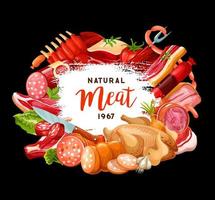 Butcher shop and gourmet cooking meat sausages vector